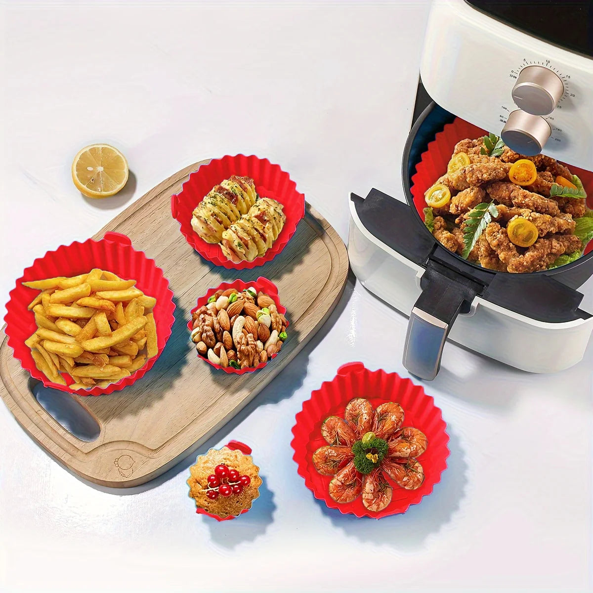 6PC Air Fryer Mats - 450°F Silicone Non-Stick Dual Texture - ShopHub