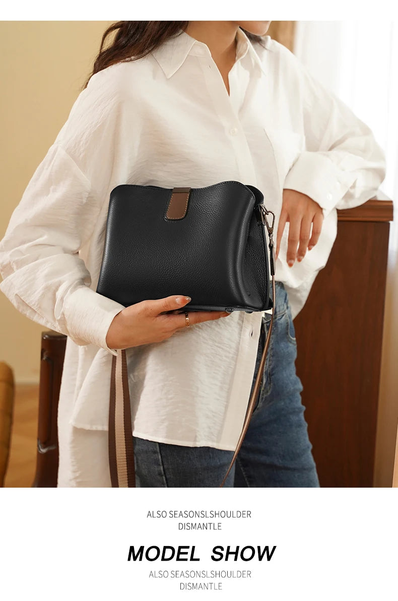 FOXER Genuine Leather Women's Shoulder Bag 2026 Casual Lager Tote Bag PVC Female Crossbody Purse