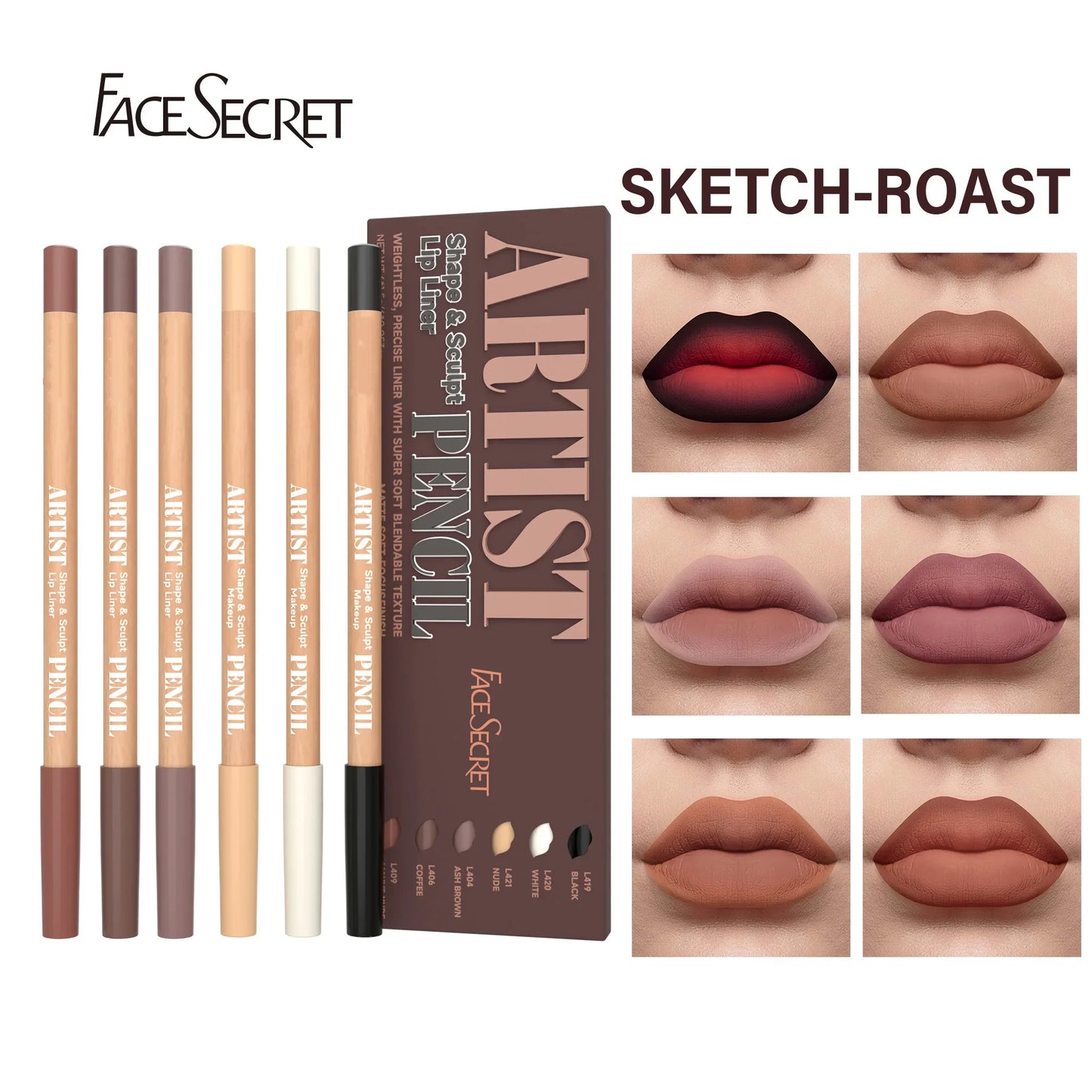 6pcs Velvet Matte Lip Liner Set