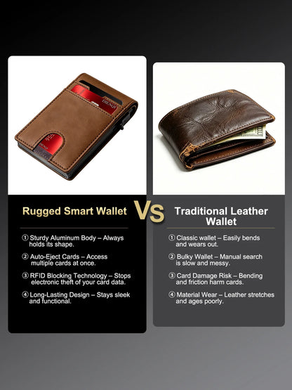 Carbon Fiber Wallet Magnetic Card Holder RFID Automatic Pop Up Case Id Bank Credit Cardholder Money Bag Bifold Wallets for Men