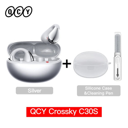 QCY Crossky C30S Wireless Earphones - Hi-Res LDAC Open Ear Clip-On Bluetooth 6.0 Sports Headphones with 40H Battery Life - ShopHub