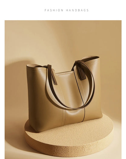 FOXER Soft Leather Handbag Women's Shoulder Bag Cowhide Leather Female Tote Bag Commute Large Capacity Luxury Bucket Bag Purse