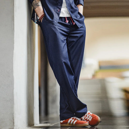 Maden Vintage Solid Colour Loose Casual Straight Pants