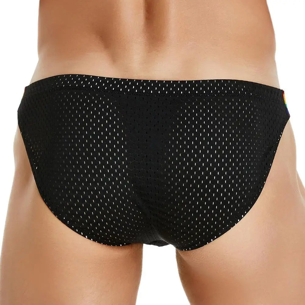 SEOBEAN Men's Breathable Underwear - Mesh Sexy Briefs with Rainbow Belt - ShopHub