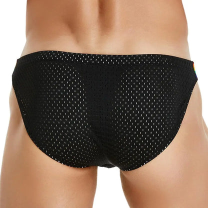 SEOBEAN Men's Breathable Underwear - Mesh Sexy Briefs with Rainbow Belt - ShopHub