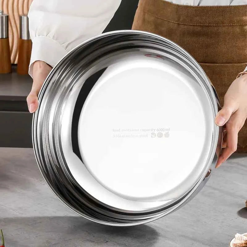 Large Stainless Steel Mixing Bowls, Rust Resistant, for Dough Kneading, Pasta Making, Vegetable Washing, Soups Kitchen Utensil