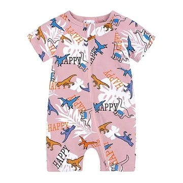 Kids Tales Summer Sprout Cotton-Stretch Double-Zip Romper