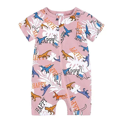 Kids Tales Summer Sprout Cotton-Stretch Double-Zip Romper