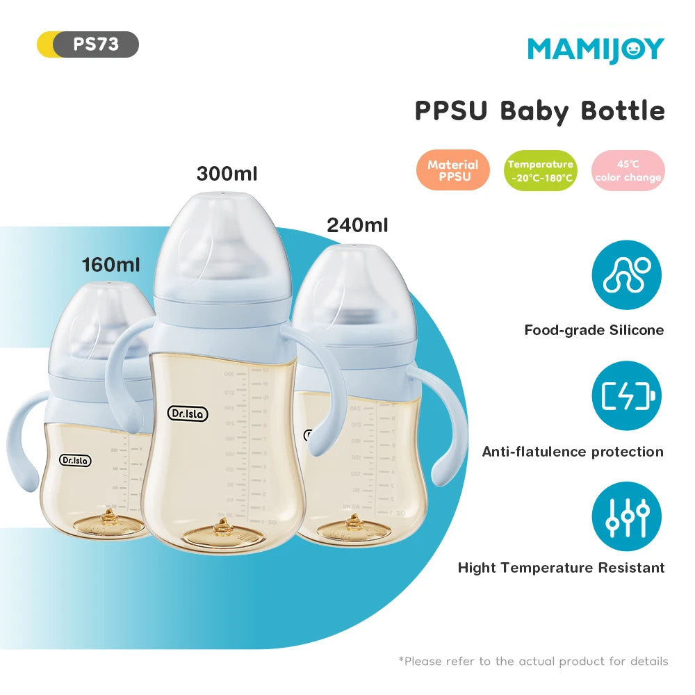 Dr.Isla Baby Bottle 160/240/300ml — Safe, Durable Feeding for Newborns to Toddlers