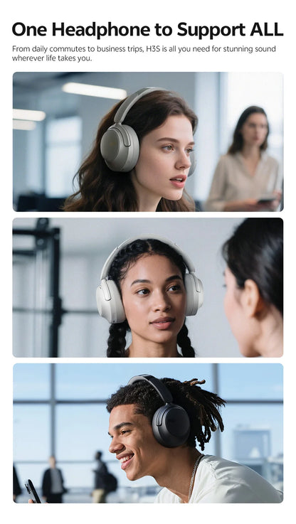 QCY Wireless Bluetooth Headphones 6.0 BH25H3SA - 3D Spatial Audio, Foldable Over Ear Headset with 56dB Adaptive ANC and 53mm Driver - ShopHub