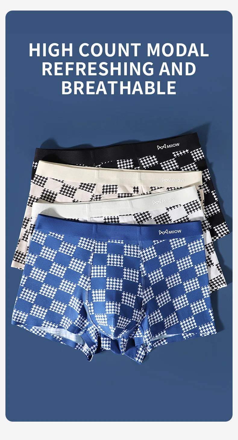 MiiOW Men's Antibacterial Boxer Shorts - 3Pcs Modal Cotton Underwear - ShopHub