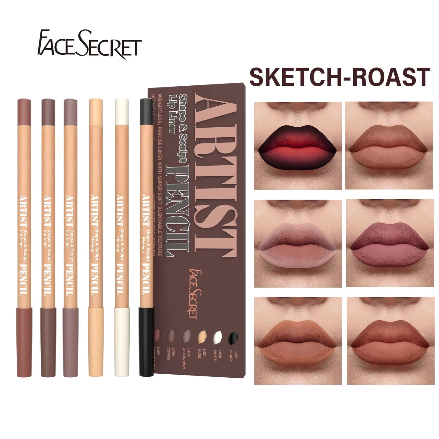 6pcs Velvet Matte Lip Liner Set