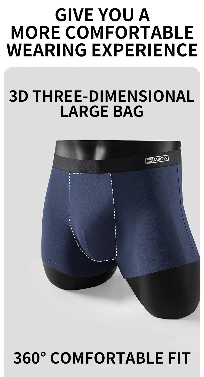 MiiOW Cotton Men's Boxer Shorts - 4Pcs Breathable Antibacterial Underwear for Men - ShopHub