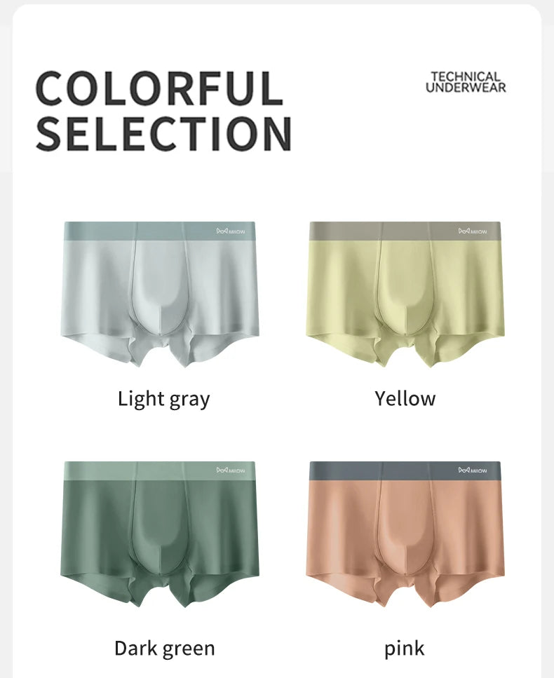 MiiOW Silkly Cool Men Underwear - 3Pcs Antibacterial Crotch Boxer Briefs - ShopHub