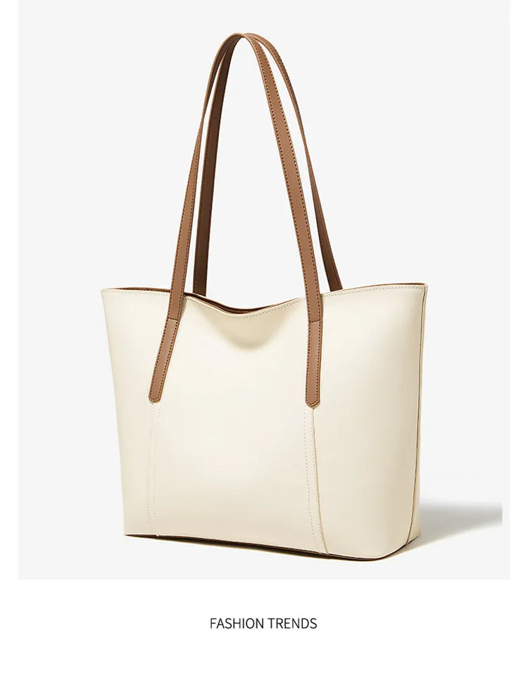 FOXER Lady's Shoulder Bag Split Leather Soft Fabric 2026 New Casual Large Capacity Women Tote Bag Commute Travel Bag All-match