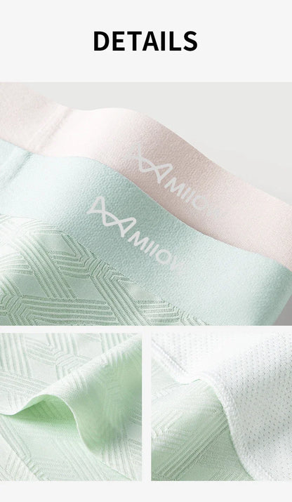 MiiOW Silky Ice Silk Men's Underwear - 3Pcs Antibacterial Seamless Breathable Boxers - ShopHub