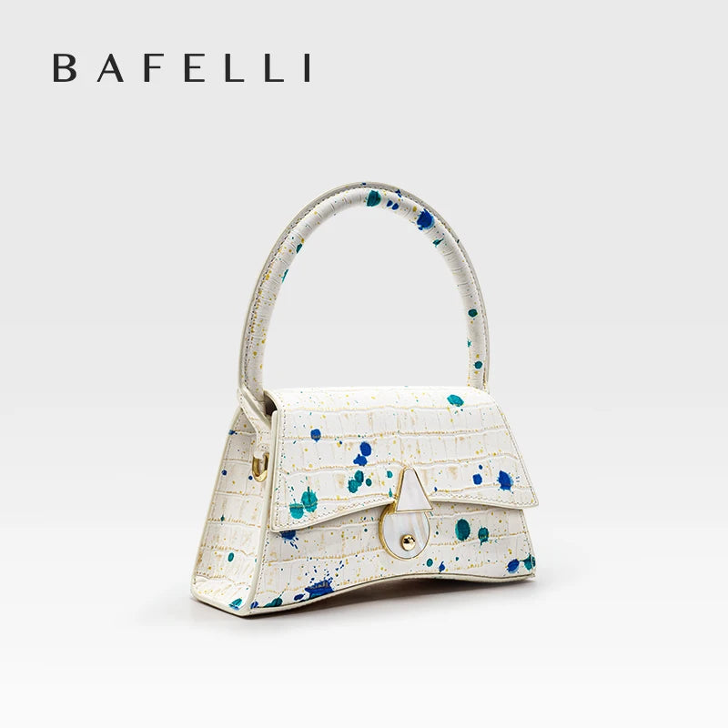 BAFELLI Floral Genuine Leather Half-Moon Bag