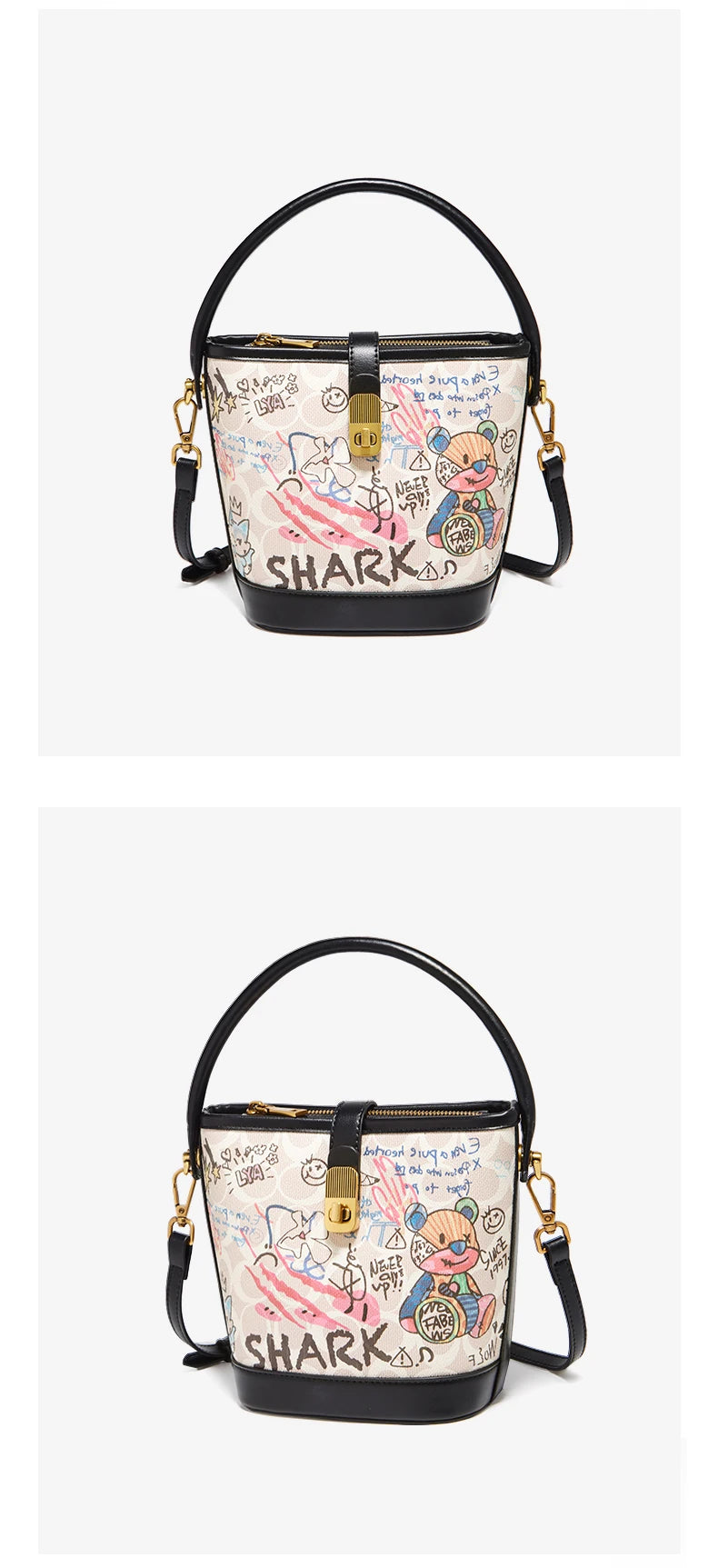 FOXER PU Leather Stylish Women's Dating Handbag Premium Commuter Messenger Shoulder Bag Lady Office Prints Bucket Crossbody Bags