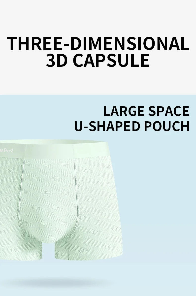 MiiOW Silky Ice Silk Men's Underwear - 3Pcs Antibacterial Seamless Breathable Boxers - ShopHub