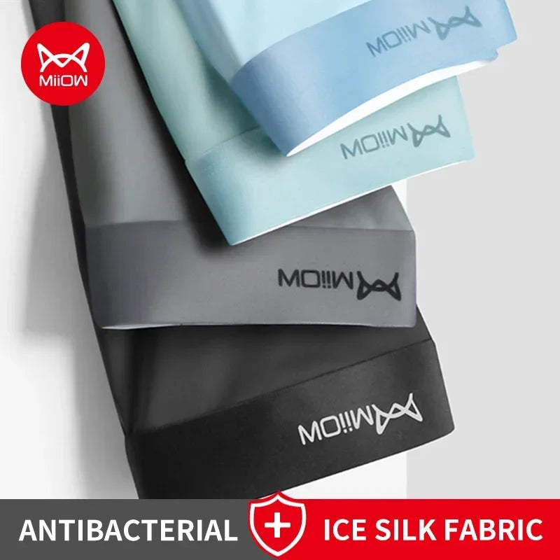 MiiOW Graphene Antibacterial Men’s Boxers - 4Pcs Ice Silk Breathable Underwear Briefs - ShopHub