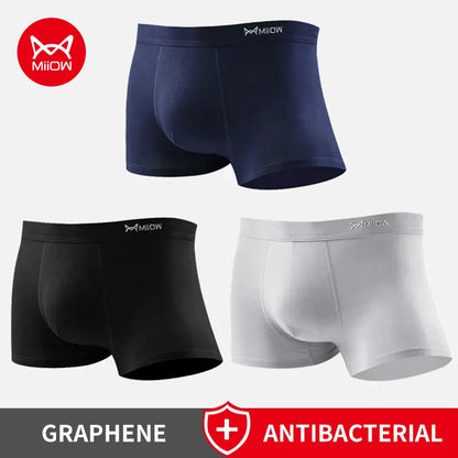 MiiOW Men's Antibacterial Boxer Briefs - 3Pcs Cotton Underwear with Graphene Technology - ShopHub