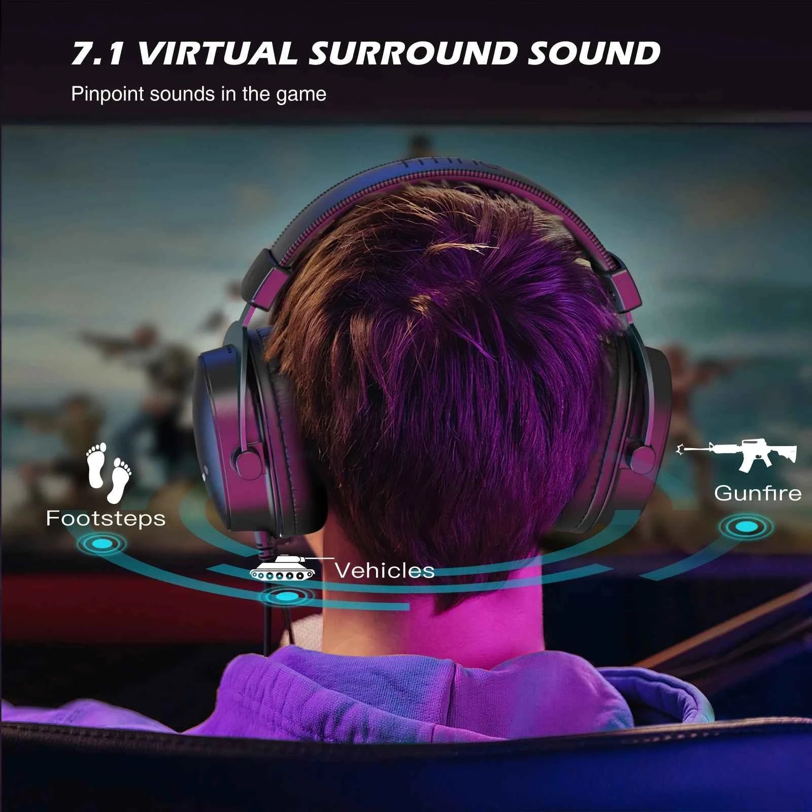 FIFINE Headset, 3.5 mm Jack & USB Headphone with 7.1 Surround Sound/Vol Control/Mute Switch for PC/MAC/PS4/PS5 Mixer-H9