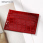 Women's Crocodile Pattern Credit Card Holder Slim Thin Red Minimalist Ladies Wallets with Coin Pocket Bank Cardholder for Women