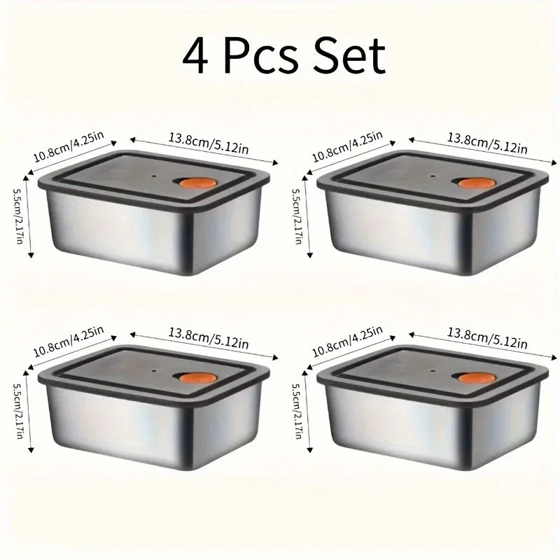 4pc Stainless Steel Food Storage Containers Set - ShopHub