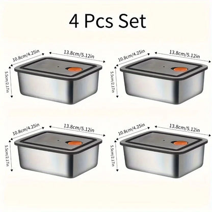 4pc Stainless Steel Food Storage Containers Set - ShopHub