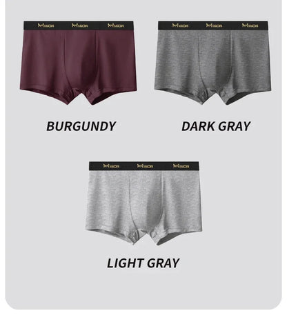 MiiOW 3Pcs Men's Antibacterial Boxer Underwear - Cotton Breathable Mesh Crotch Plus Size Boxershorts - ShopHub