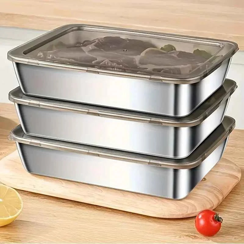 5pc Stainless Steel Food Storage Containers Set - Leak-Proof Lids, Dishwasher Safe for Sandwich/Fruits/Home/Party
