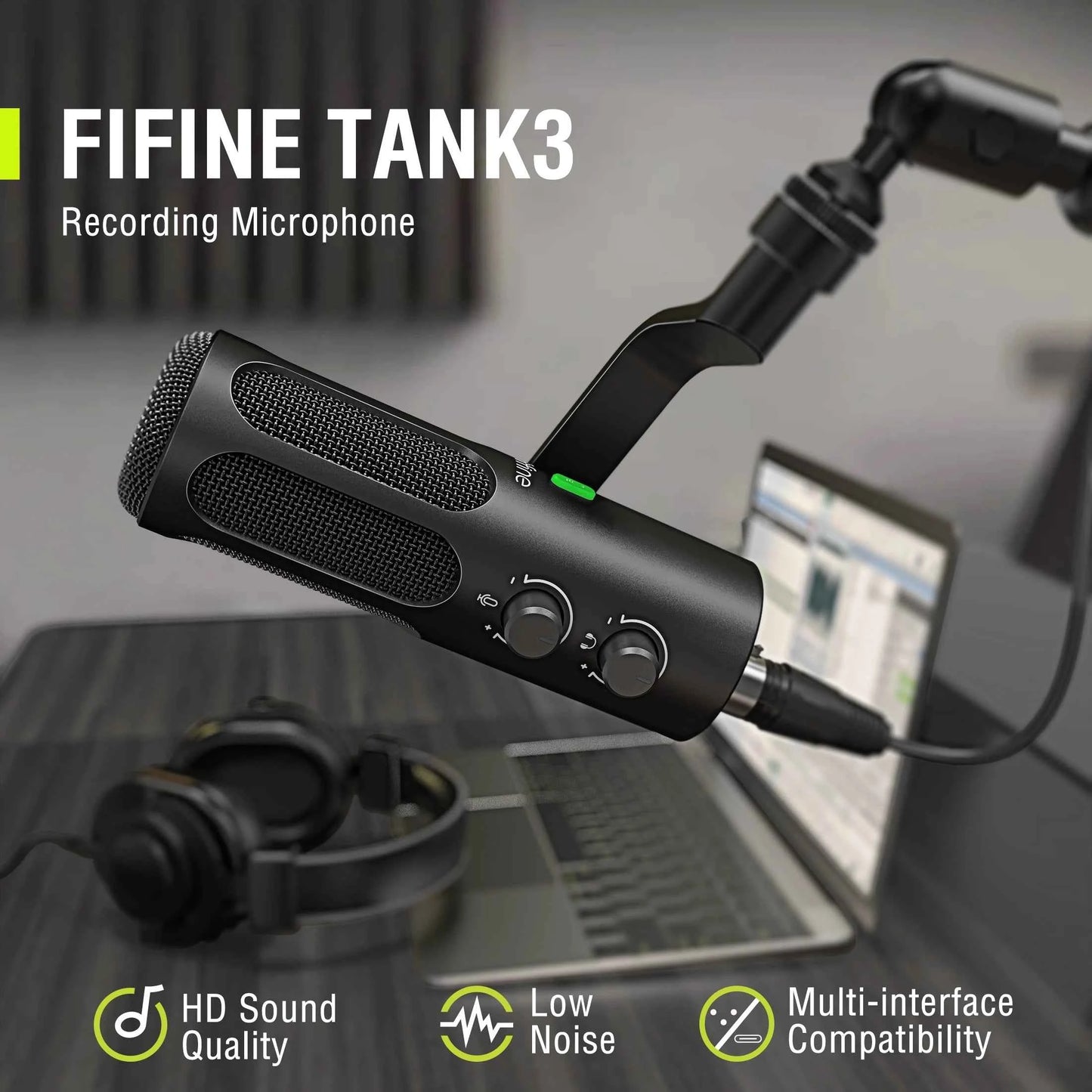 FIFINE Tank3 Heavy-Duty Metal USB/XLR Dynamic Microphone for Podcasting, Studio-Grade Recording, Noise Reduction & Premium Sound