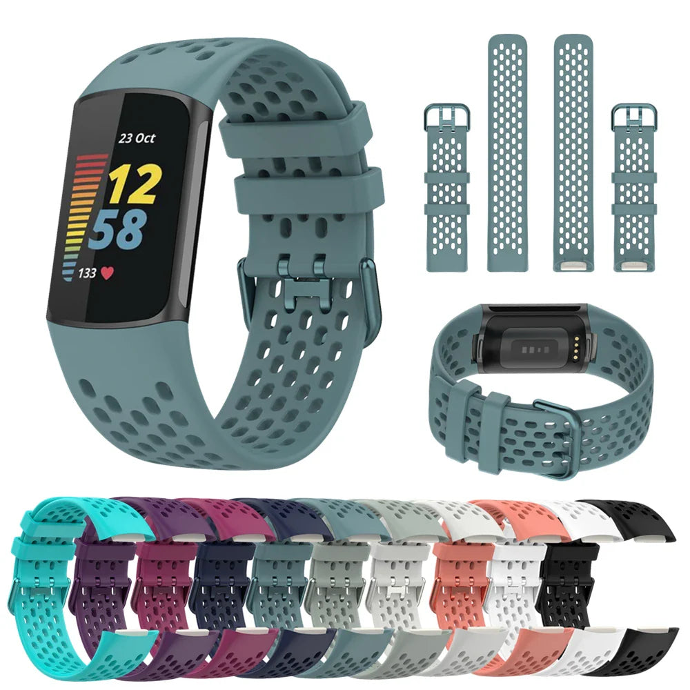 Silicone Sports Strap for the Fitbit Charge 5/6 Series (12 colours available) Habicare