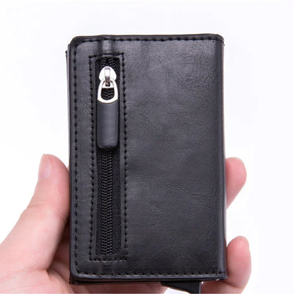 Anti Rfid Metal Business Card Holder Automatic Pop Up Case Men Trifold Coin Purse Small Carbon Visit Credit Cardholder for Men