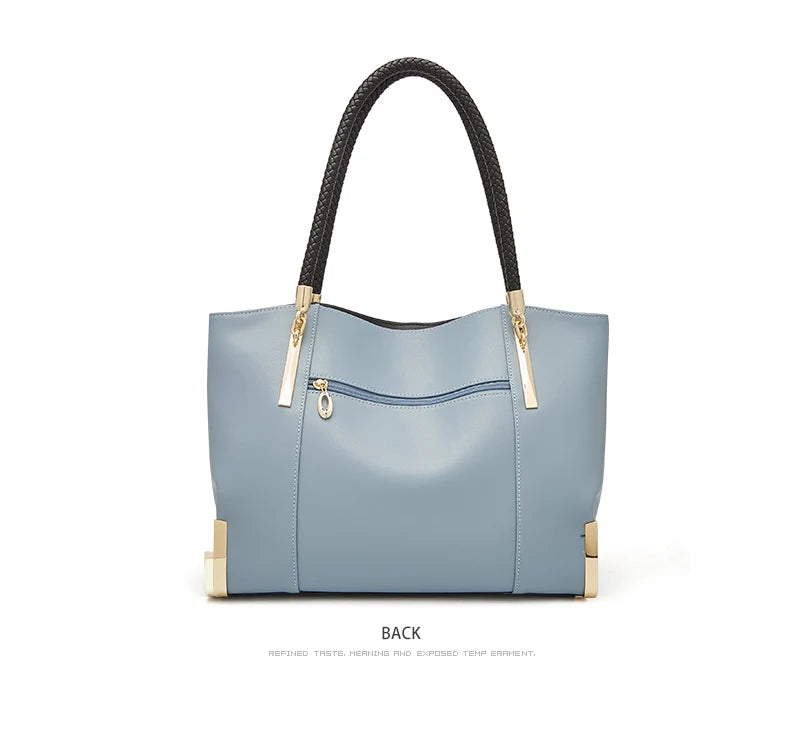 FOXER Genuine Leather Lady's Handbag Elegant Luxury Design Women Shoulder Bag Large Capacity Tote Bag Best Gift for Mom,Wife