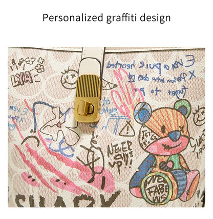 FOXER PU Leather Stylish Women's Dating Handbag Premium Commuter Messenger Shoulder Bag Lady Office Prints Bucket Crossbody Bags