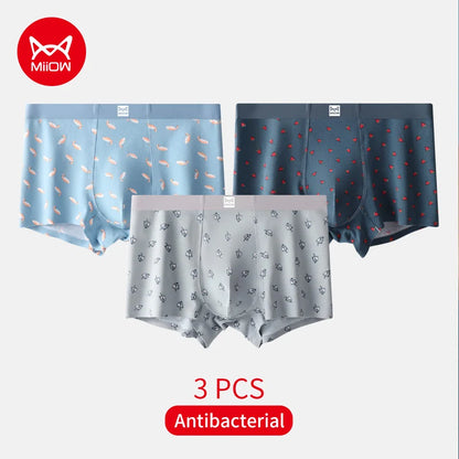 MiiOW Men's Underwear Set 3Pcs Antibacterial Funny Printed Boxers Briefs - ShopHub