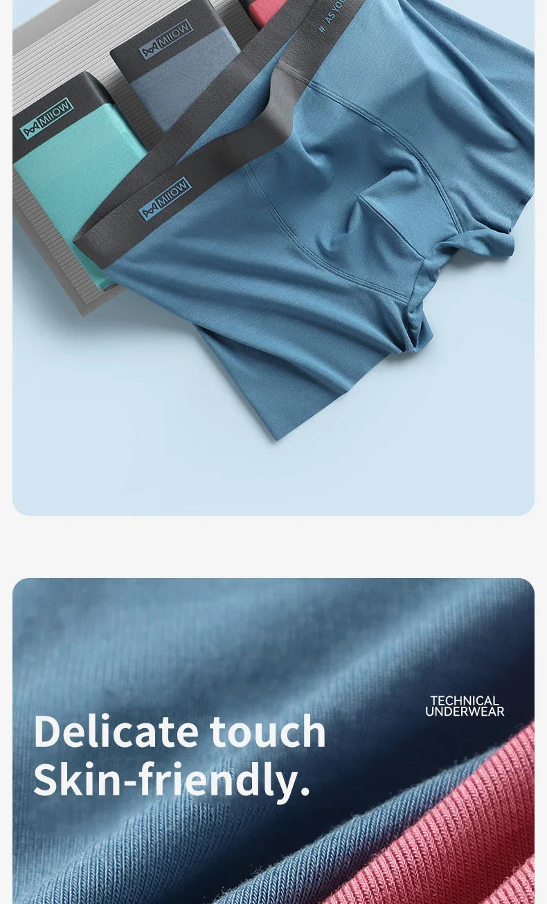 MiiOW Men Underwear Boxers - 3Pcs Cotton Antibacterial Crotch Silky Breathable Boxers - ShopHub
