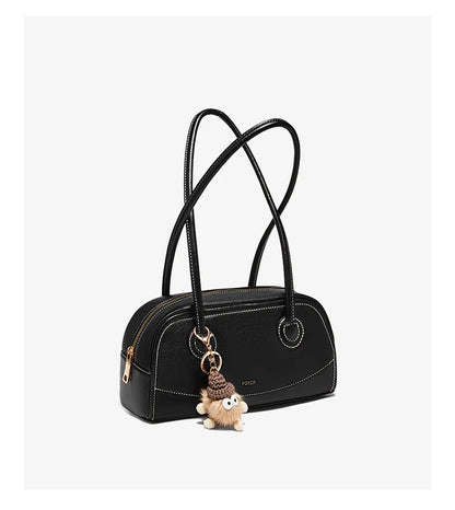 FOXER New Large Capaci Women's Handbag PU Leather Simple Retro Single Underarm Bag for Female Casual Commuting Pillow Bag Purse