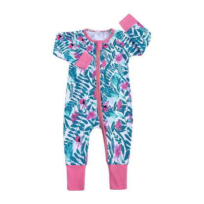Kids Tales Little Bloom Cotton-Blend Double-Zip Romper