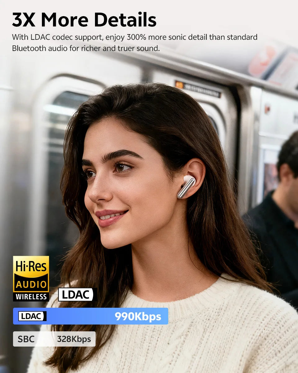 QCY MeloBuds N60 Wireless Earphone - Bluetooth 6.0, Bass Boost, Hi-Res Audio, Hybrid ANC, 45Hrs Playback - ShopHub