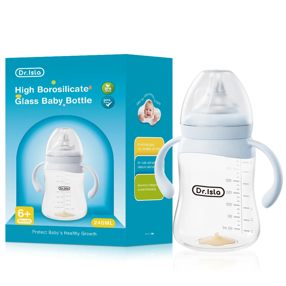 MAMIJOY Baby Glass Bottle High 80/160/240ml Borosilicate Wide-mouthed