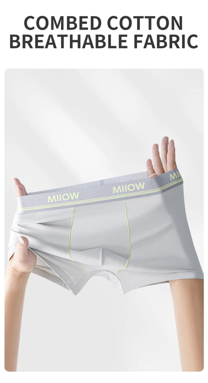 MiiOW Combed Cotton Men's Boxers - 40S Antibacterial Breathable Underwear 7A Soft Boxershorts - ShopHub