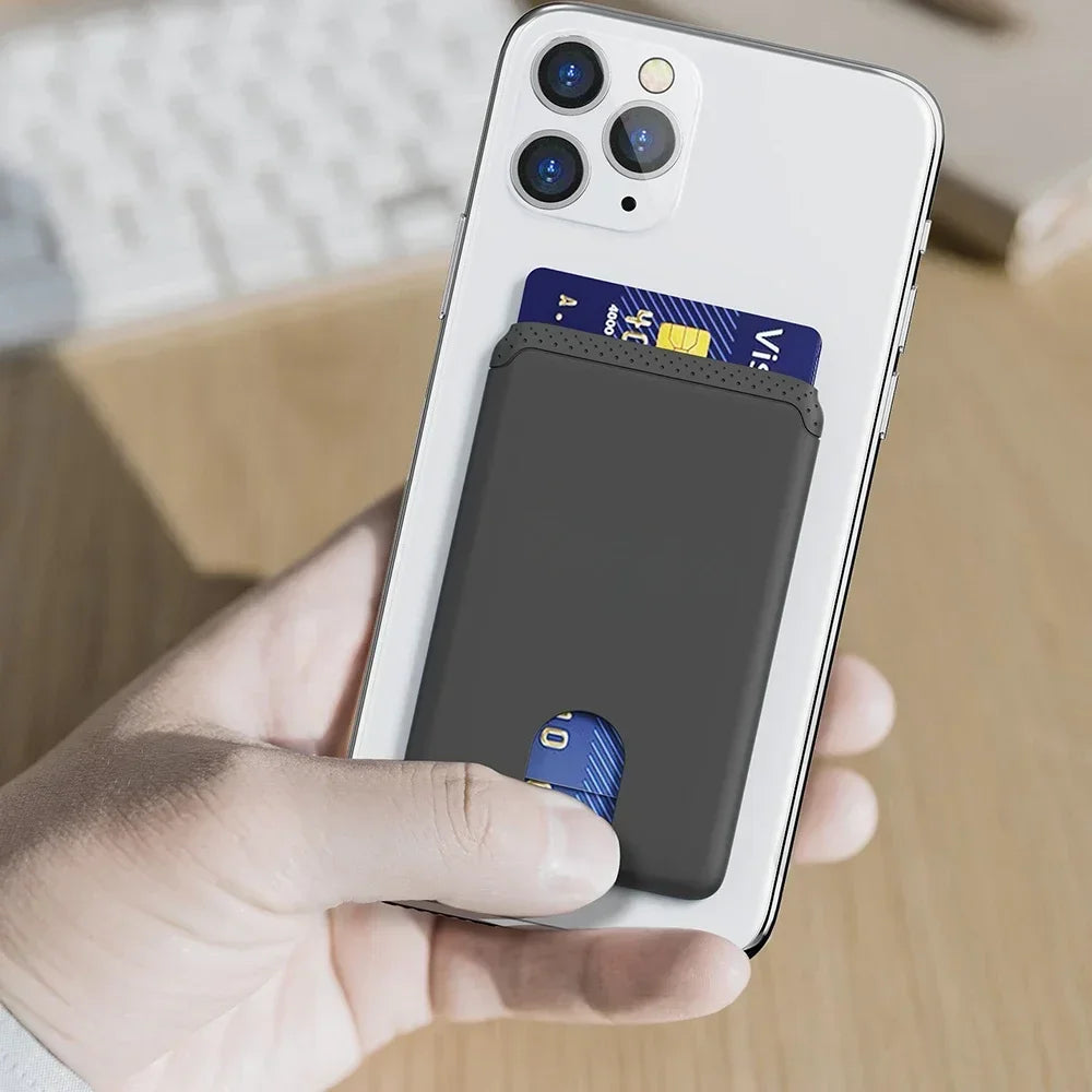 Minimalist Card Holder Sticky Phone Wallet Slim Bank Credit Cardholder Phone Card Case Silicone Compatible for Iphone Android