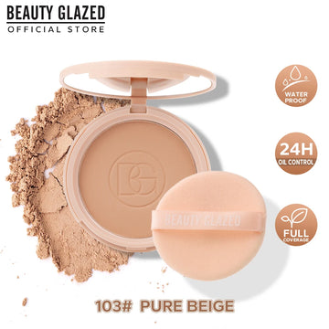 Beauty Glazed Oil Control Matte Face Powder in makeup compact, smooth texture for shine reduction and flawless finish.