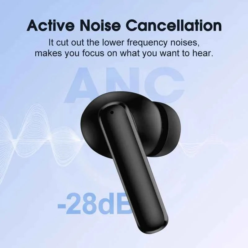 QCY T13 ANC Wireless Earphones Bluetooth 5.3 with 28dB Active Noise Cancellation and 4 Mics ENC for Low Latency TWS Experience