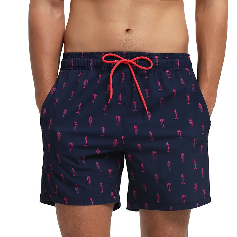 Men's summer boardshorts by ShopHub NZ featuring breathable mesh lining, elastic waistband, side pockets, perfect for beach or gym.