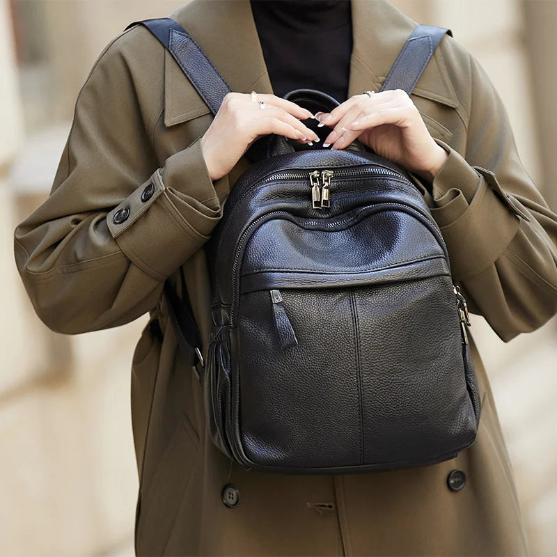 ZOOLER First Layer Genuine Leather Women Leather Backpack Black Travel Computer School Bags College Girl Hot#SC1728