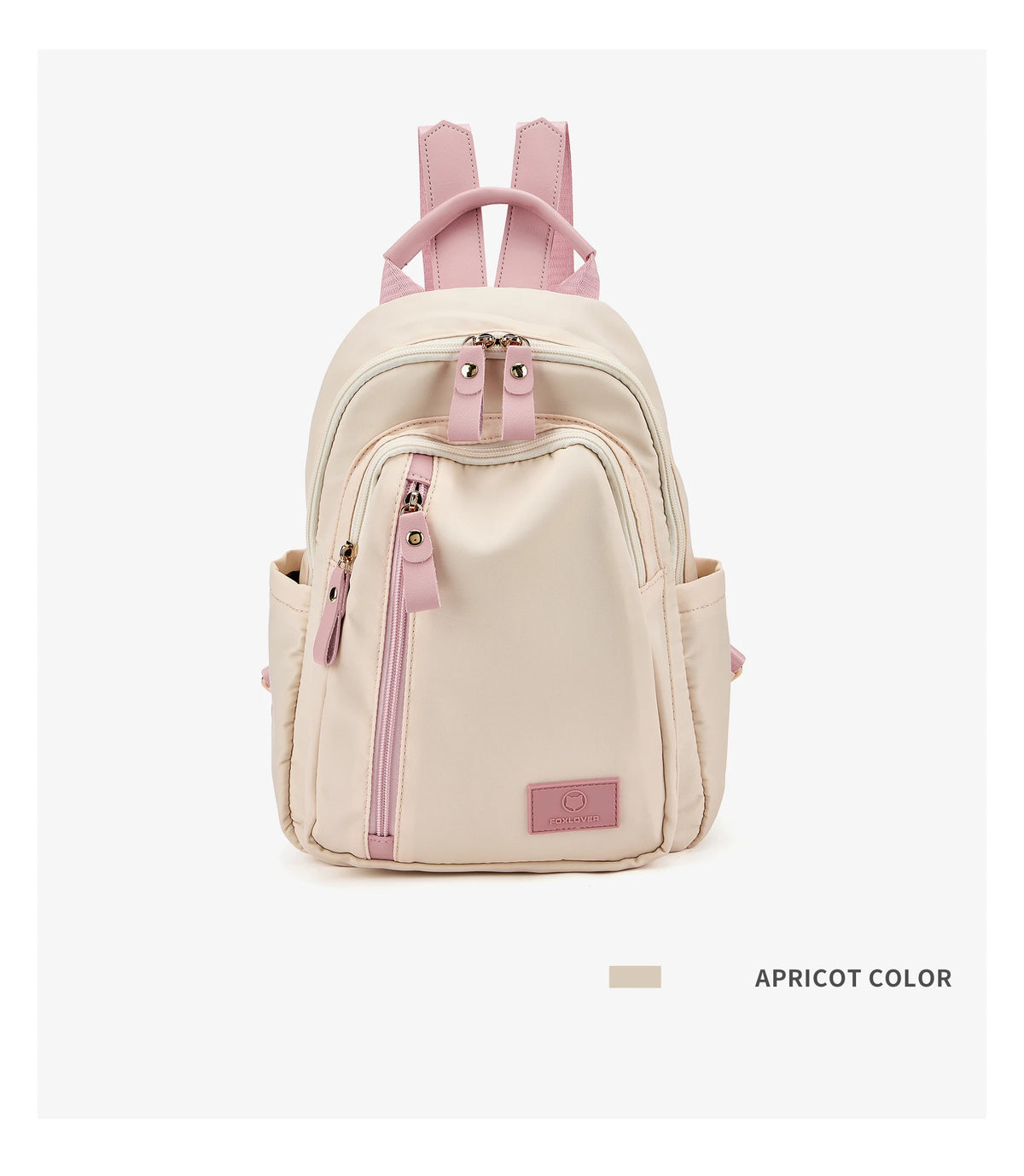 FOXER Women Fabric Backpack Lightweight Travel Shoulder Bag Ladies Multi‑pocket School Bag Casual Daily Female Rucksack