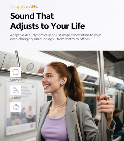 QCY HT18 Wireless Earbuds Bluetooth 6.0 with Hi-Res LDAC, Adaptive ANC, Dual-Driver Design, and In-Ear Detection - ShopHub
